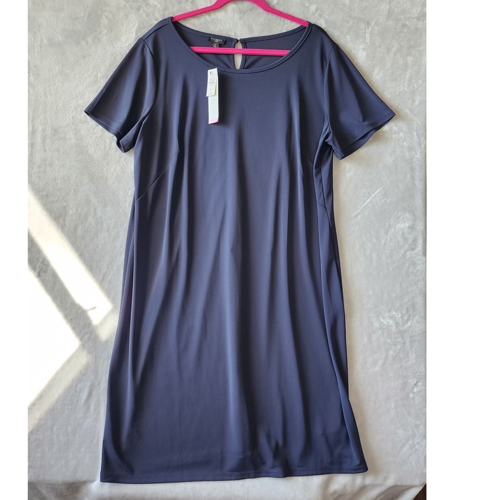Talbots Dress Womens Size 2X Navy Blue Knit Jersey Stretch Packable NWT